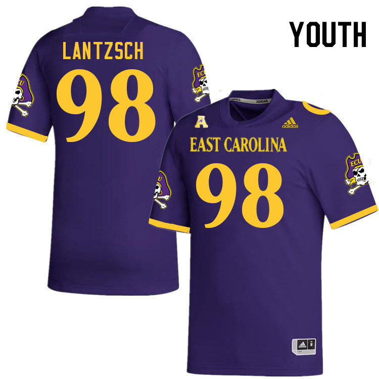 Youth #98 Max Lantzsch ECU Pirates 2023 College Football Jerseys Stitched-Purple